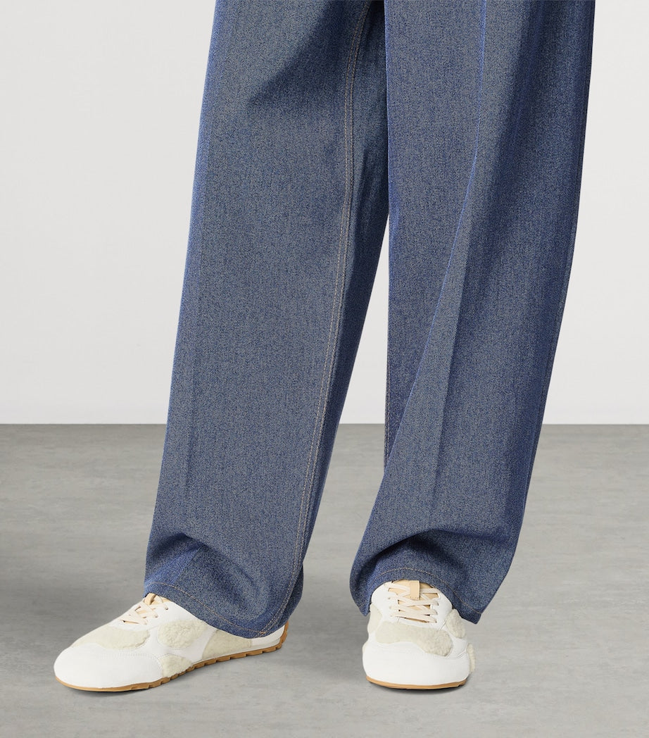 Shearling-Suede Orbit Flash Sneakers