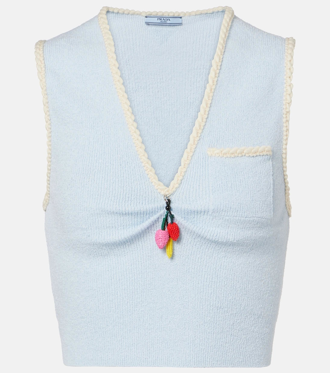 Prada - Embellished cotton-blend bouclé crop top
