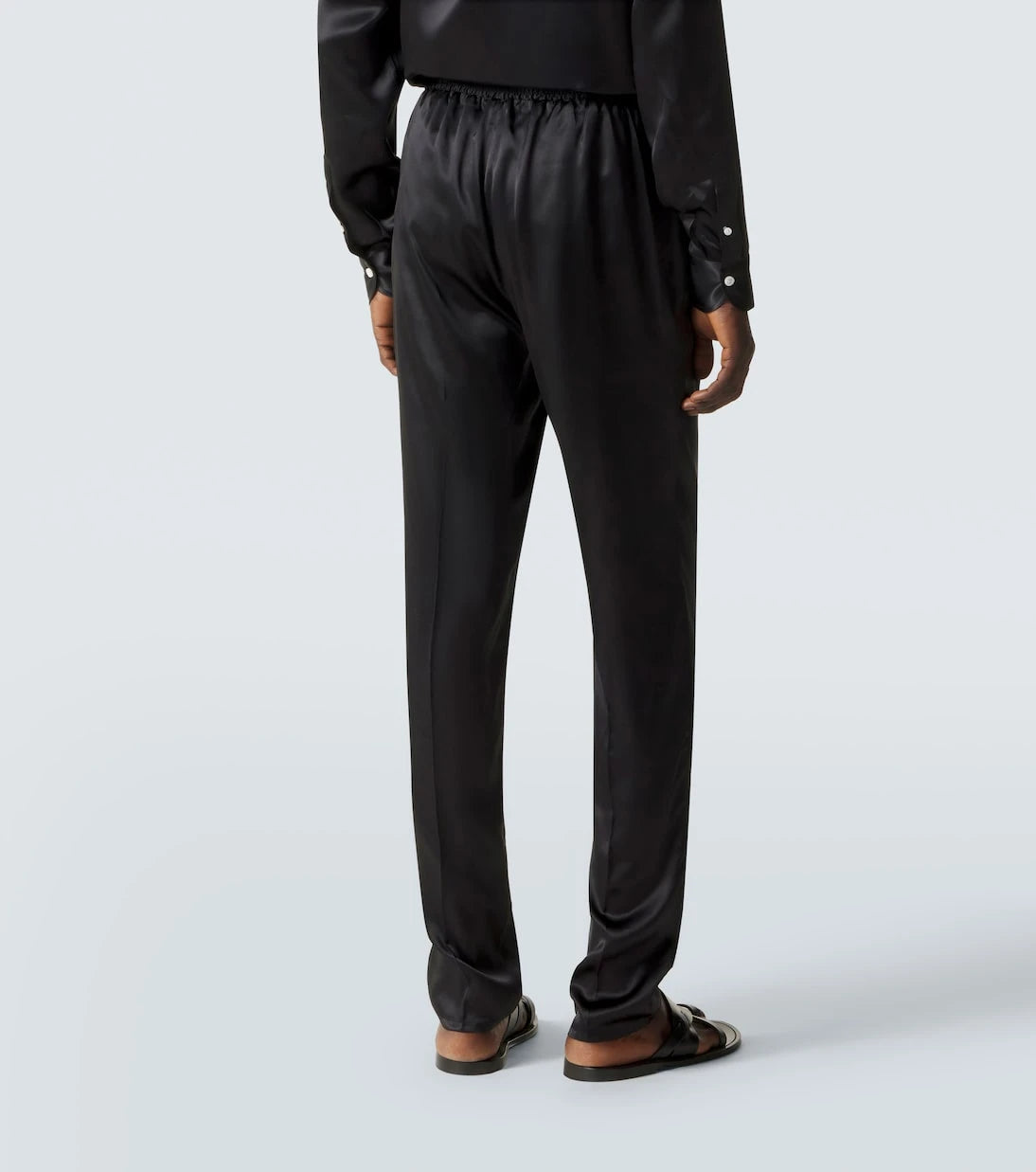 Rubinacci - Reversible silk straight pants
