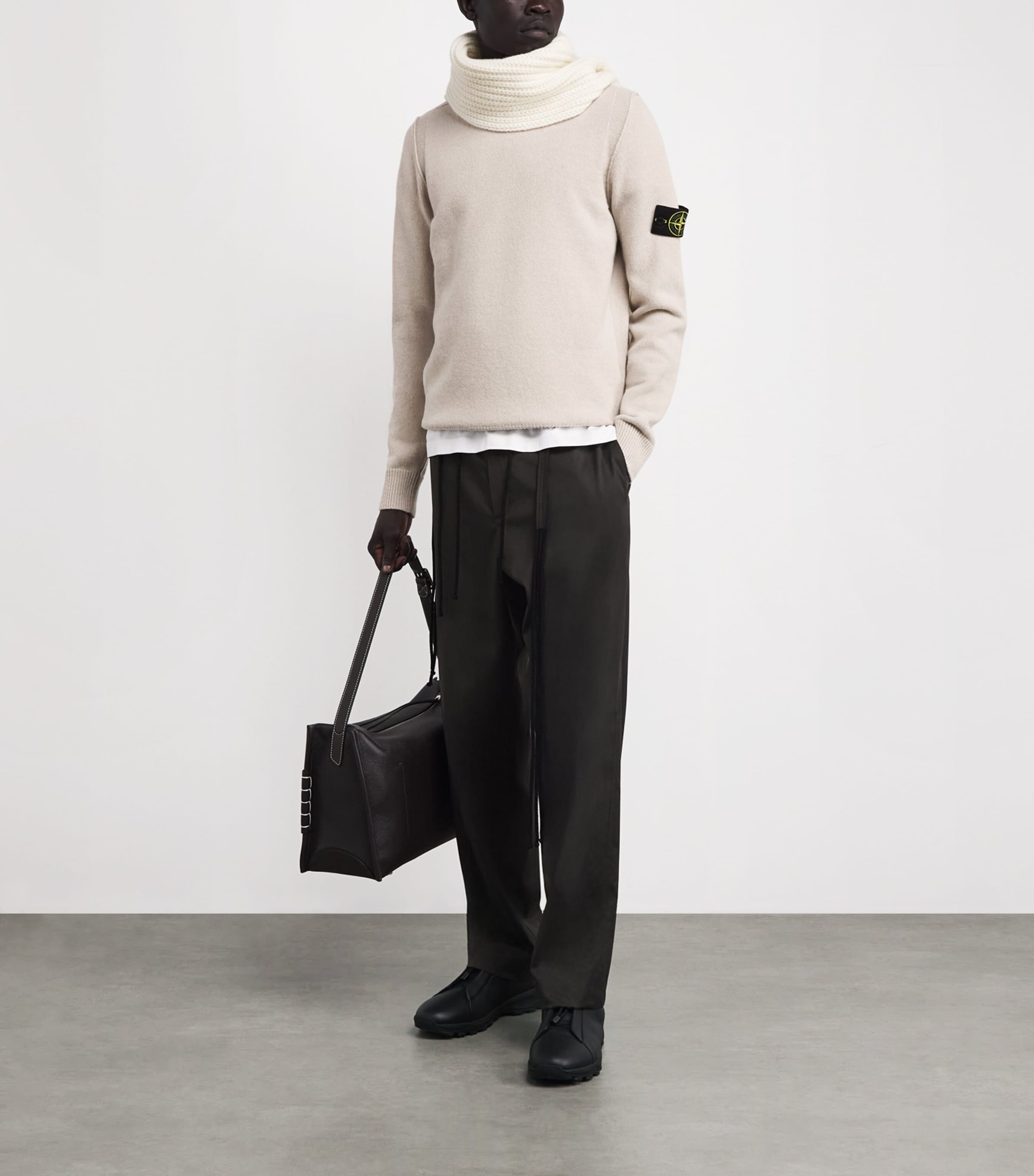 Beige Lambswool-Blend Sweater