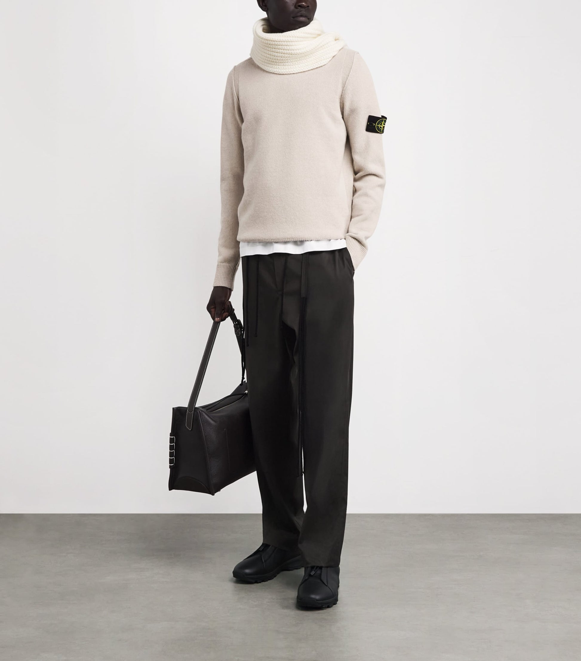 Beige Lambswool-Blend Sweater