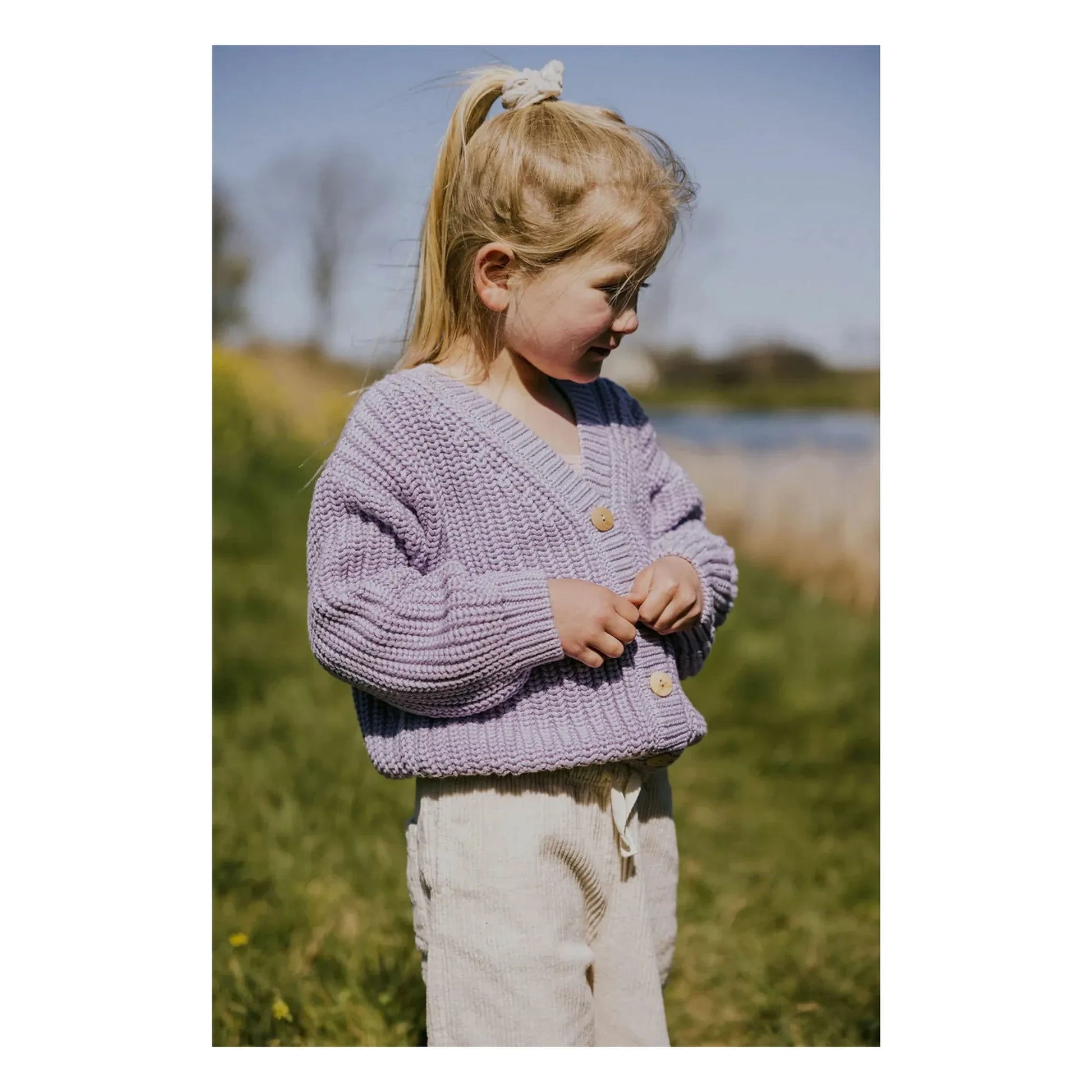 Yuki - Organic Cotton Chunky Cardigan | Lilac