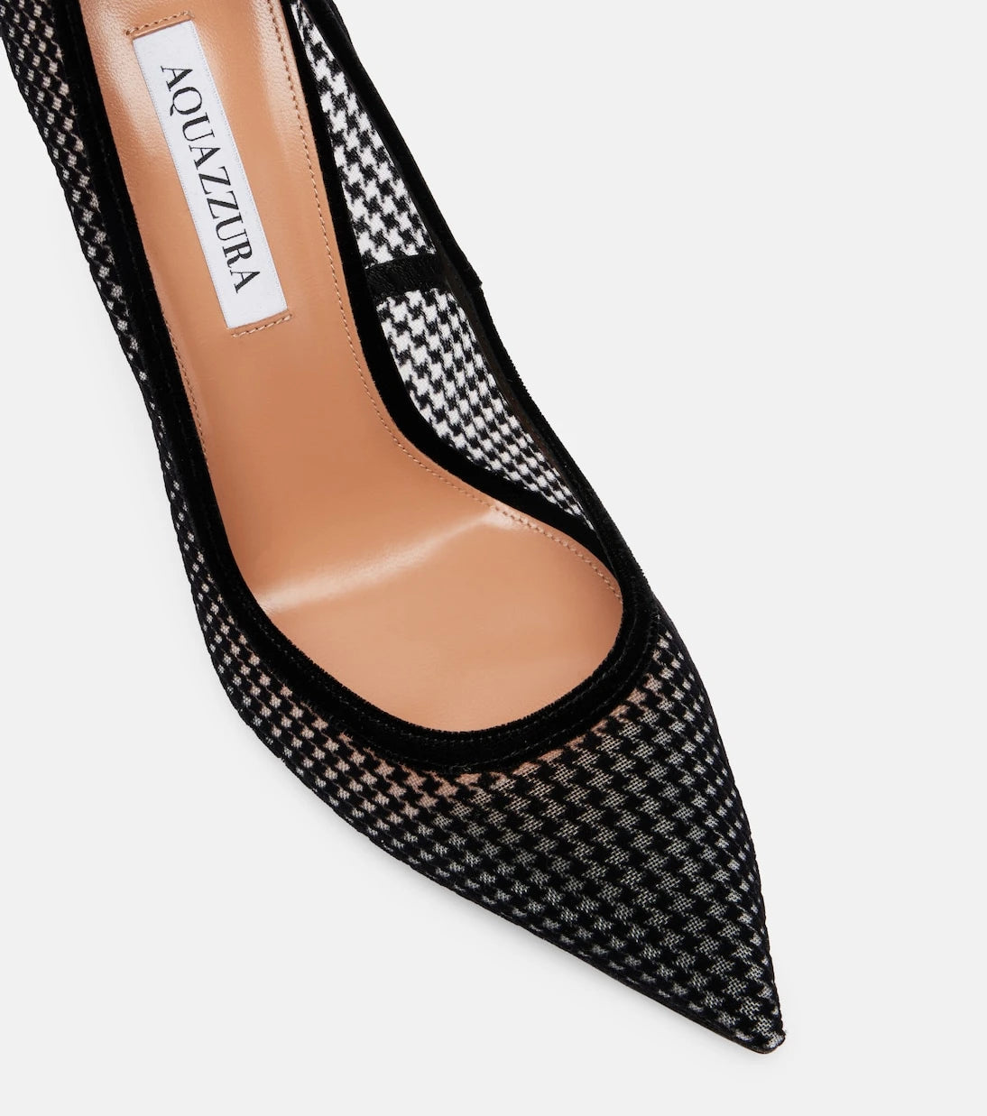 Aquazzura - Nude 105 houndstooth velvet pumps