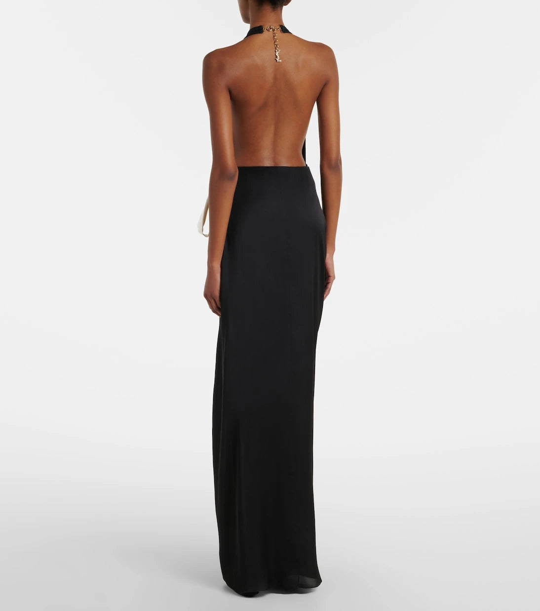 Saint Laurent - Bow-detail silk charmeuse maxi skirt