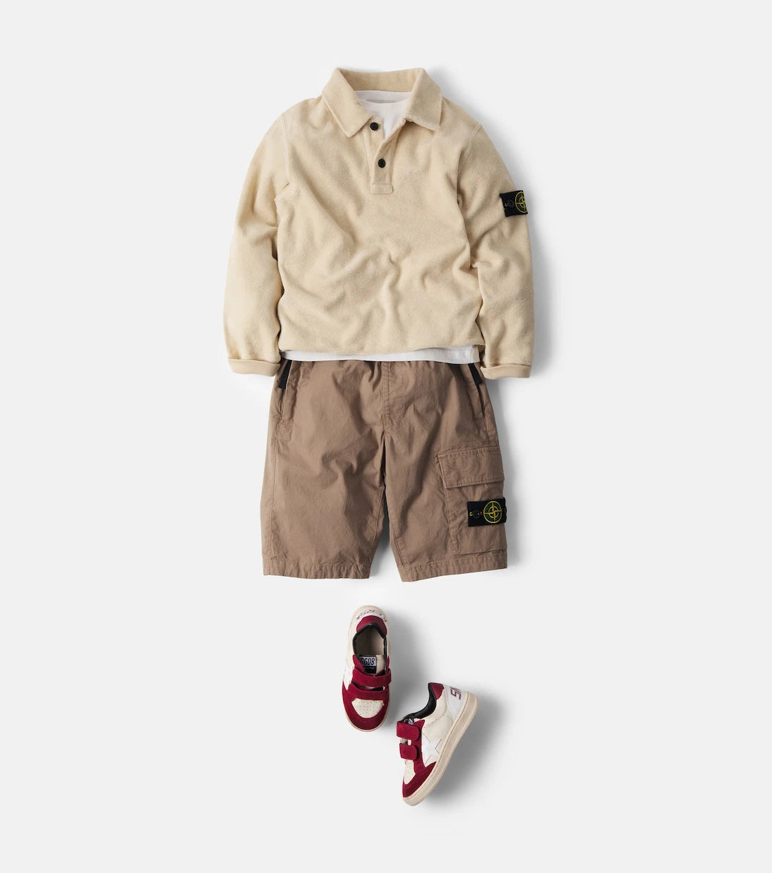Stone Island Junior - Compass cotton terry polo sweater