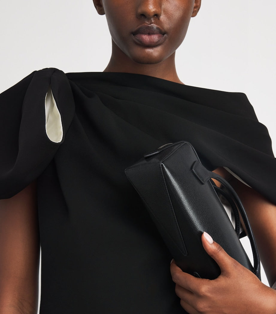 Black Asymmetric Bow Mini Dress