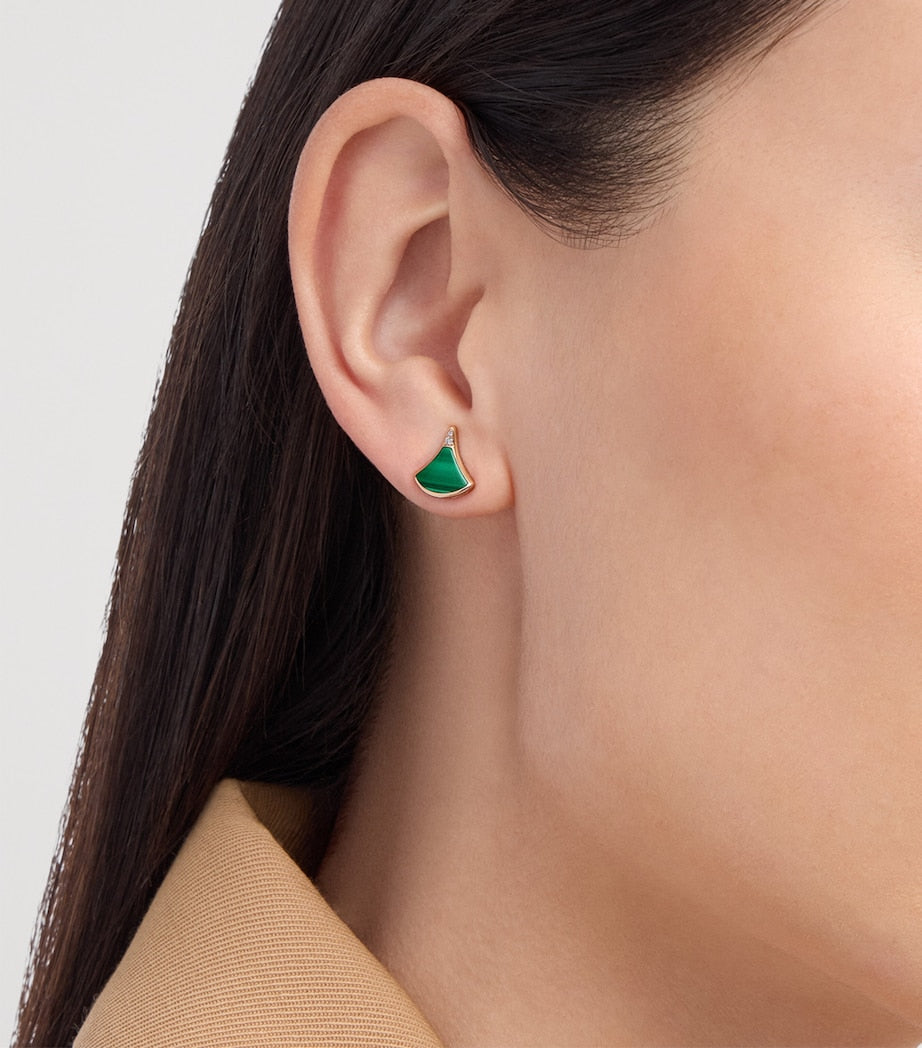 Rose Gold, Diamond and Malachite Divas' Dream Stud Earring