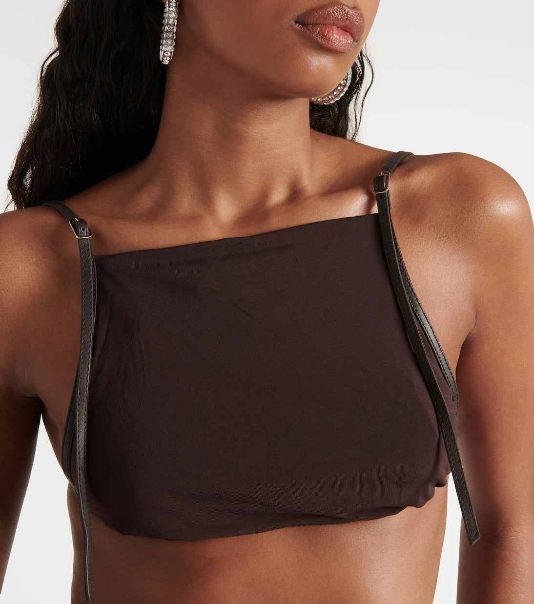 Christopher Esber - Framed leather-trimmed crop top
