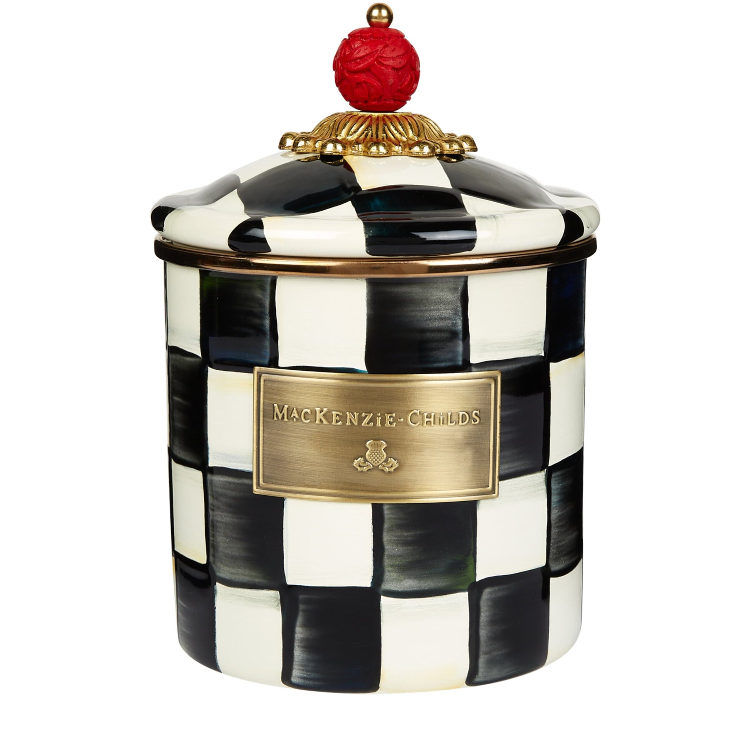 Small Courtly Check Enamel Canister