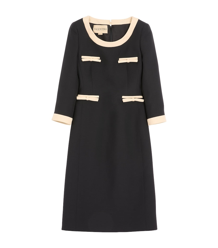 Valentino Black Virgin Wool-Silk Midi Dress