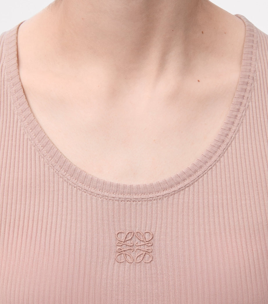 LOEWE Pink Silk-Blend Anagram Tank Top