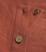 Le Kasha Red Linen Coin-Detail Tamra Crop Top