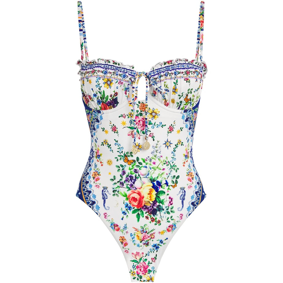 Blue Tiles Darls Ruched Underwire Swimsuit