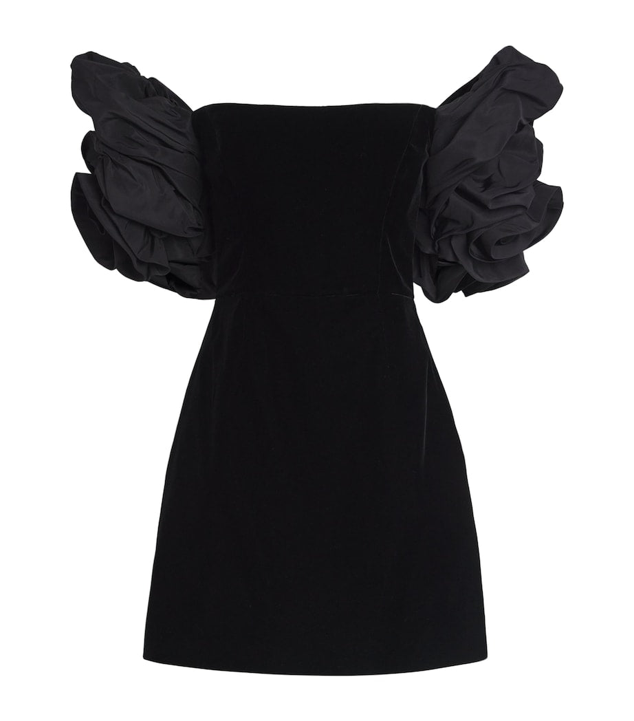 Carolina Herrera Stretch-Velvet Rosette Mini Dress