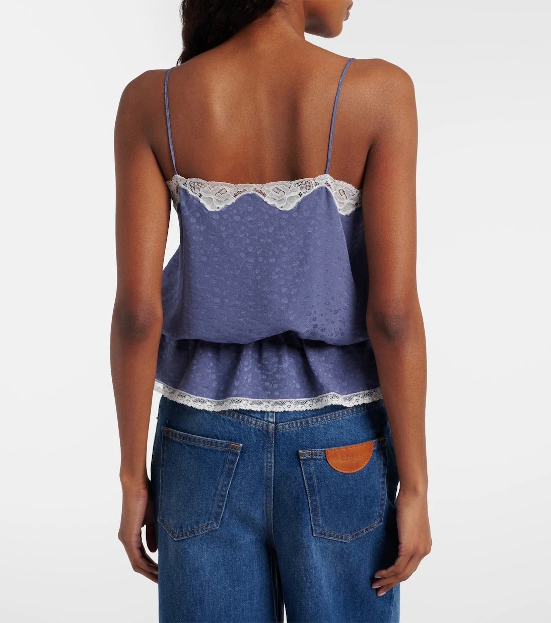 Chloé - Lace-trimmed silk jacquard camisole