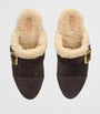 Brown Suede-Shearling Jeannete Mules