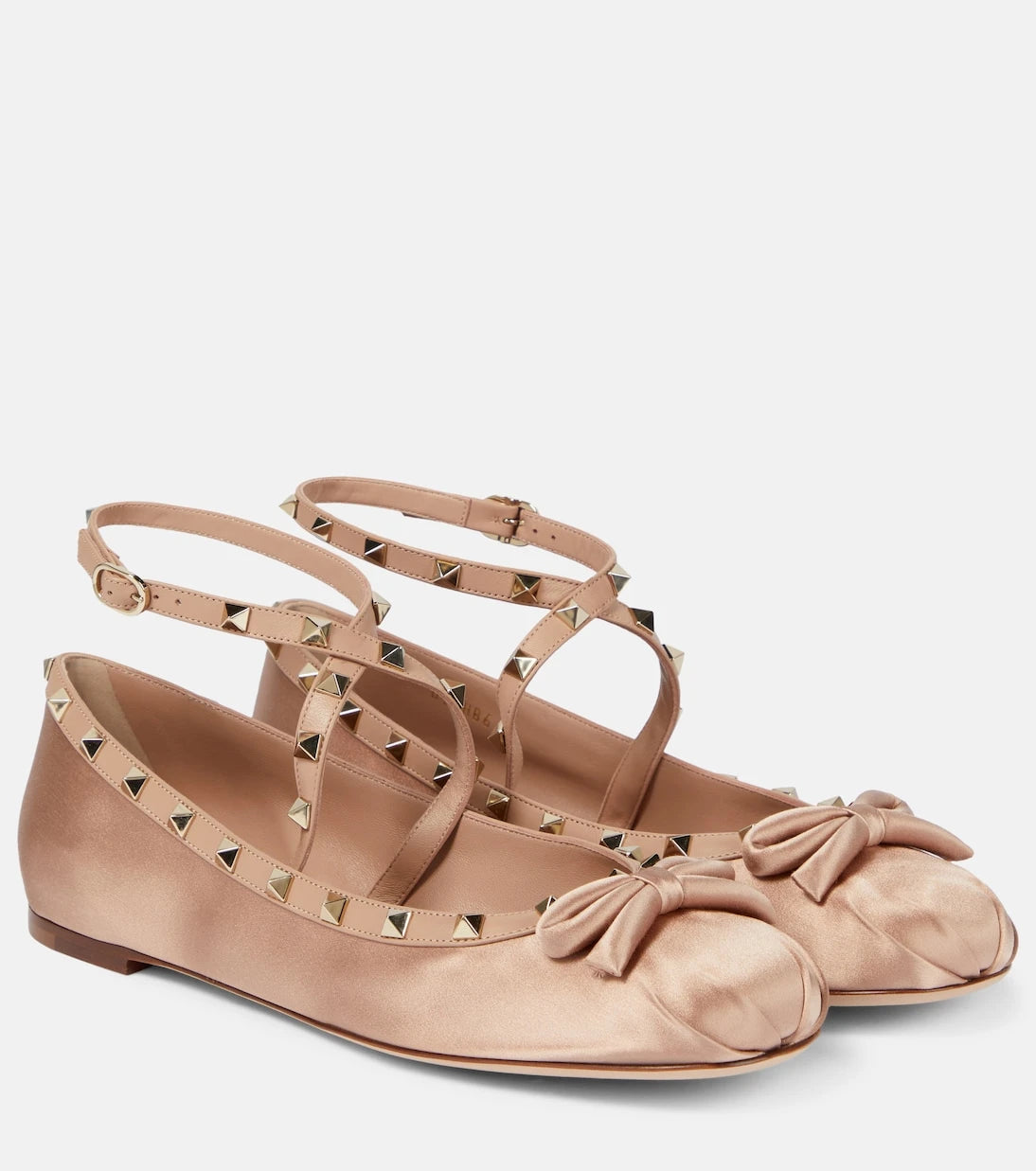 Valentino Garavani - Rockstud satin  ballet flats