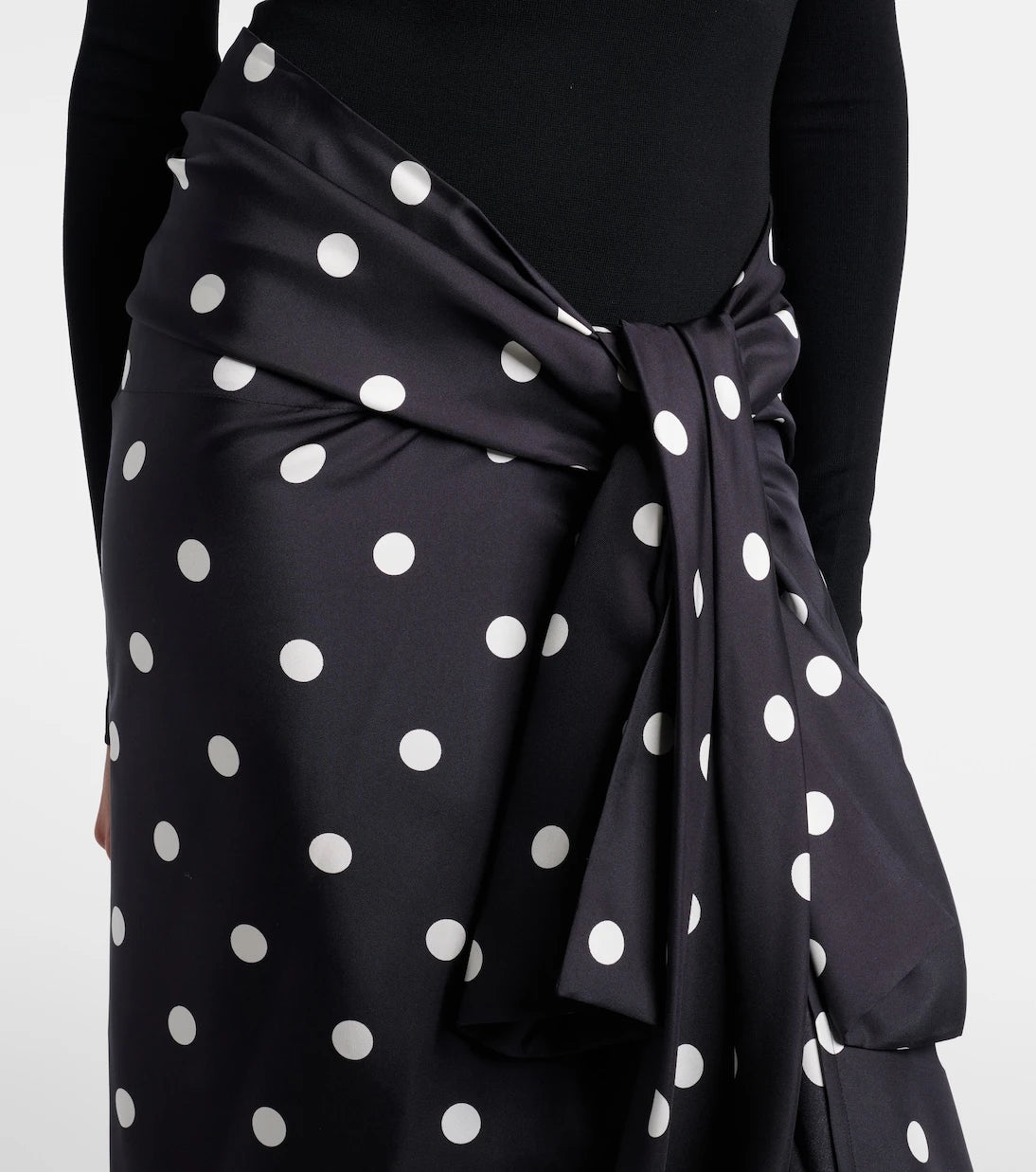 Sportmax - Polka-dot silk satin wrap skirt