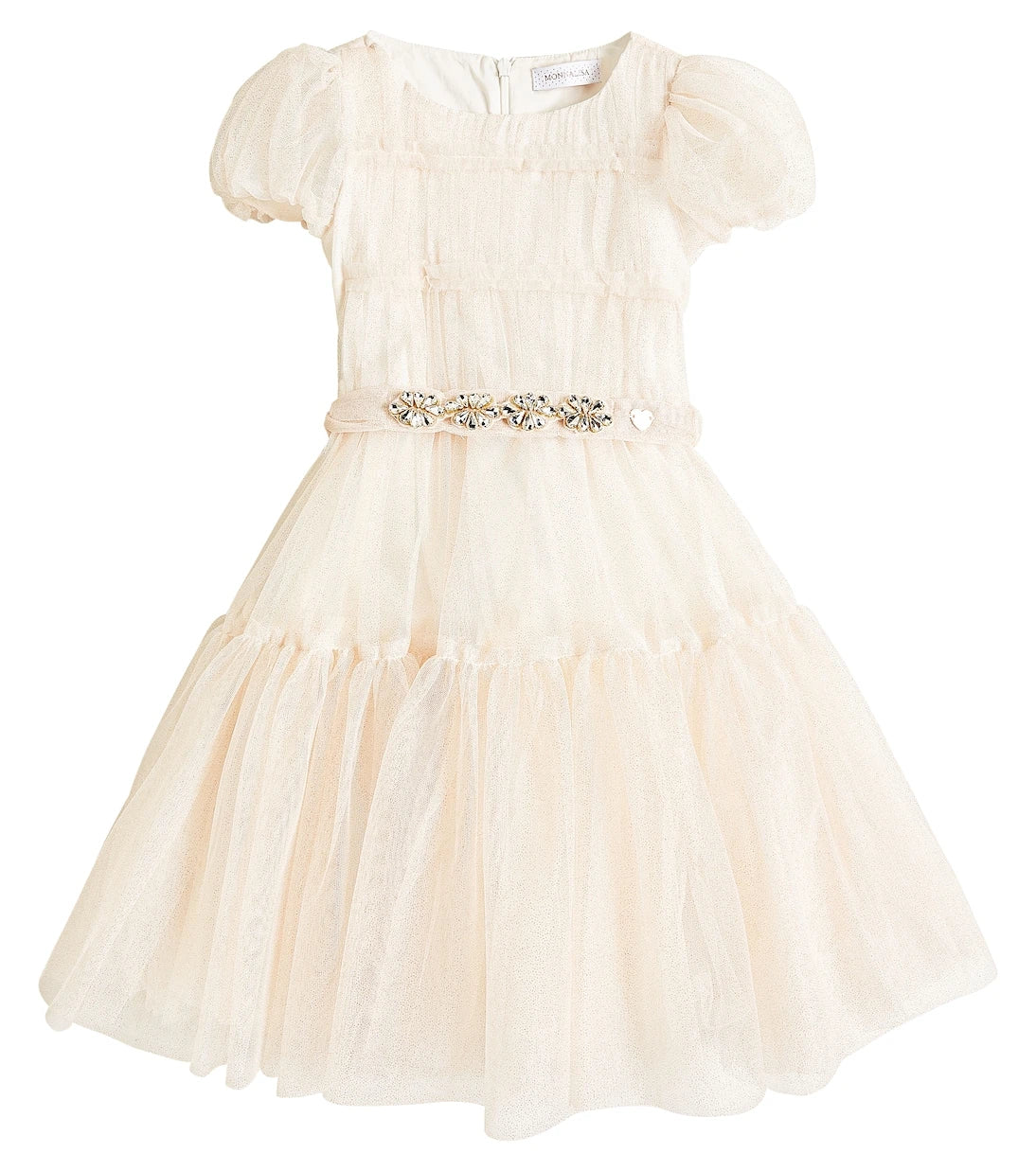 Monnalisa - Glitter tiered tulle dress