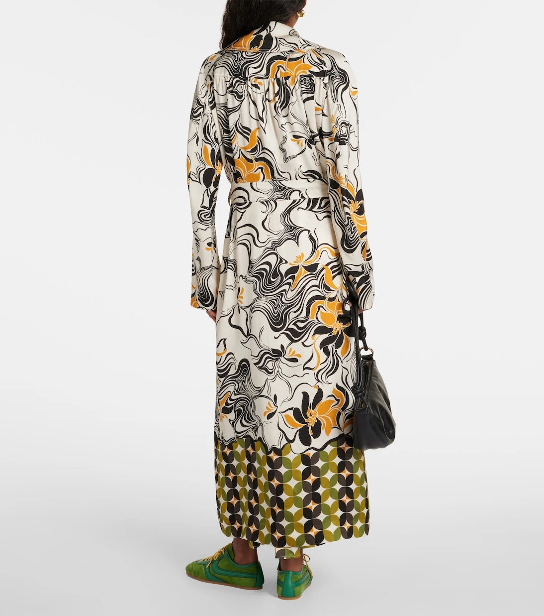 Dries Van Noten - Printed double-breasted satin coat