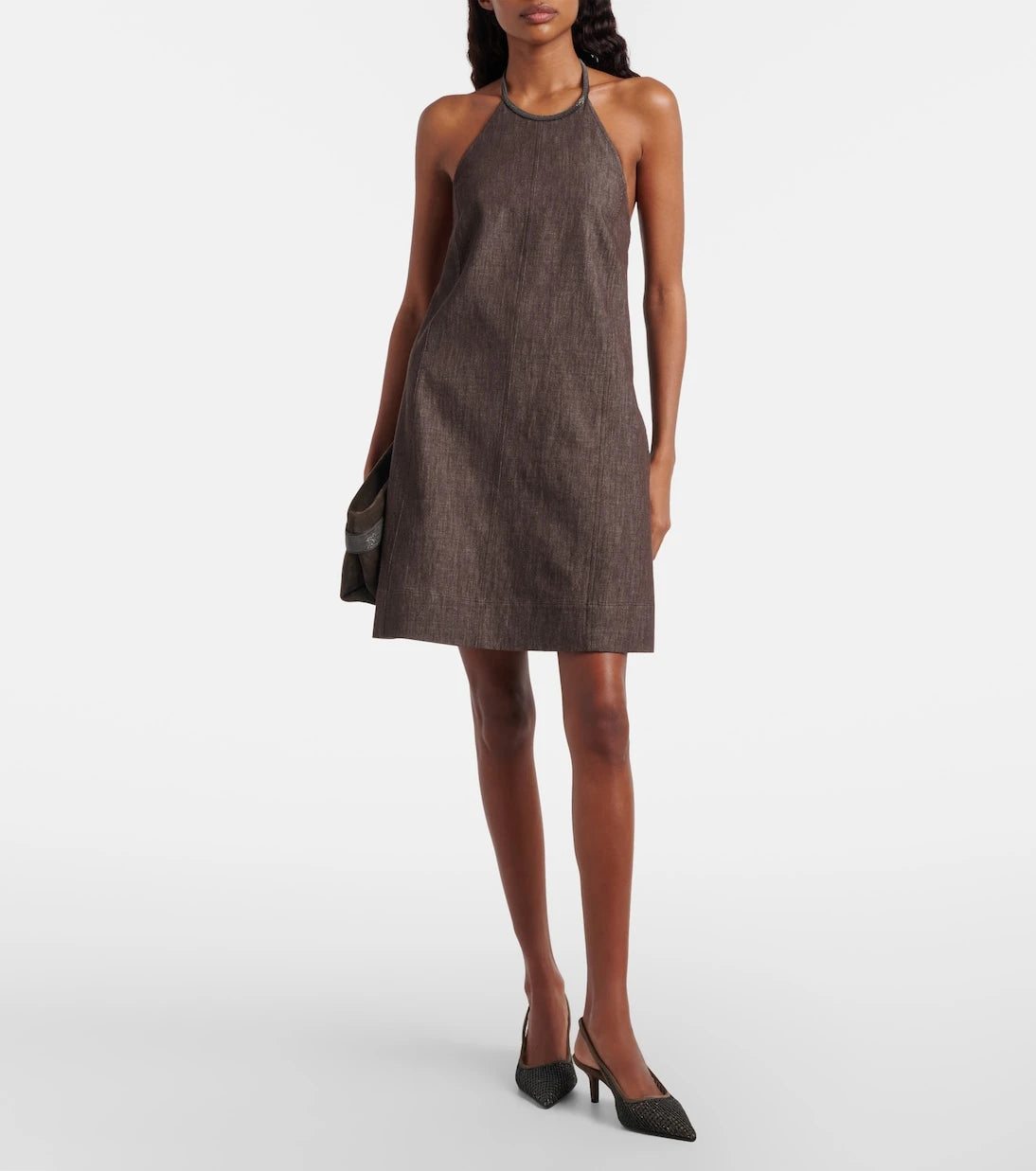 Brunello Cucinelli - Halterneck open-back cotton minidress