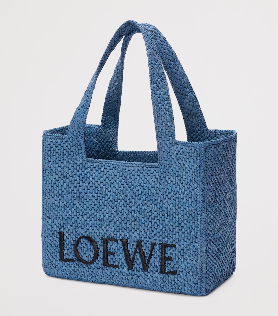 LOEWE Blue x Paula's Ibiza Medium Raffia Font Tote Bag