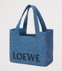 LOEWE Blue x Paula's Ibiza Medium Raffia Font Tote Bag