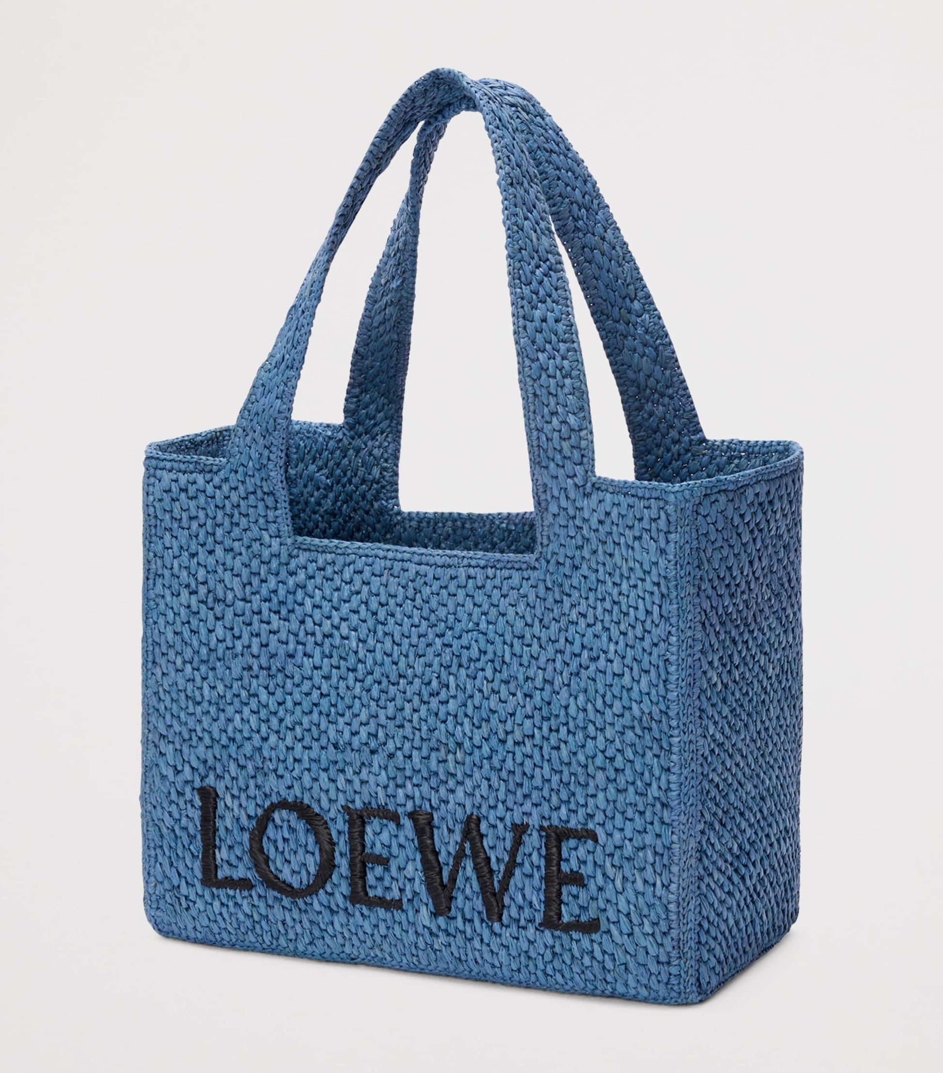 LOEWE Blue x Paula's Ibiza Medium Raffia Font Tote Bag