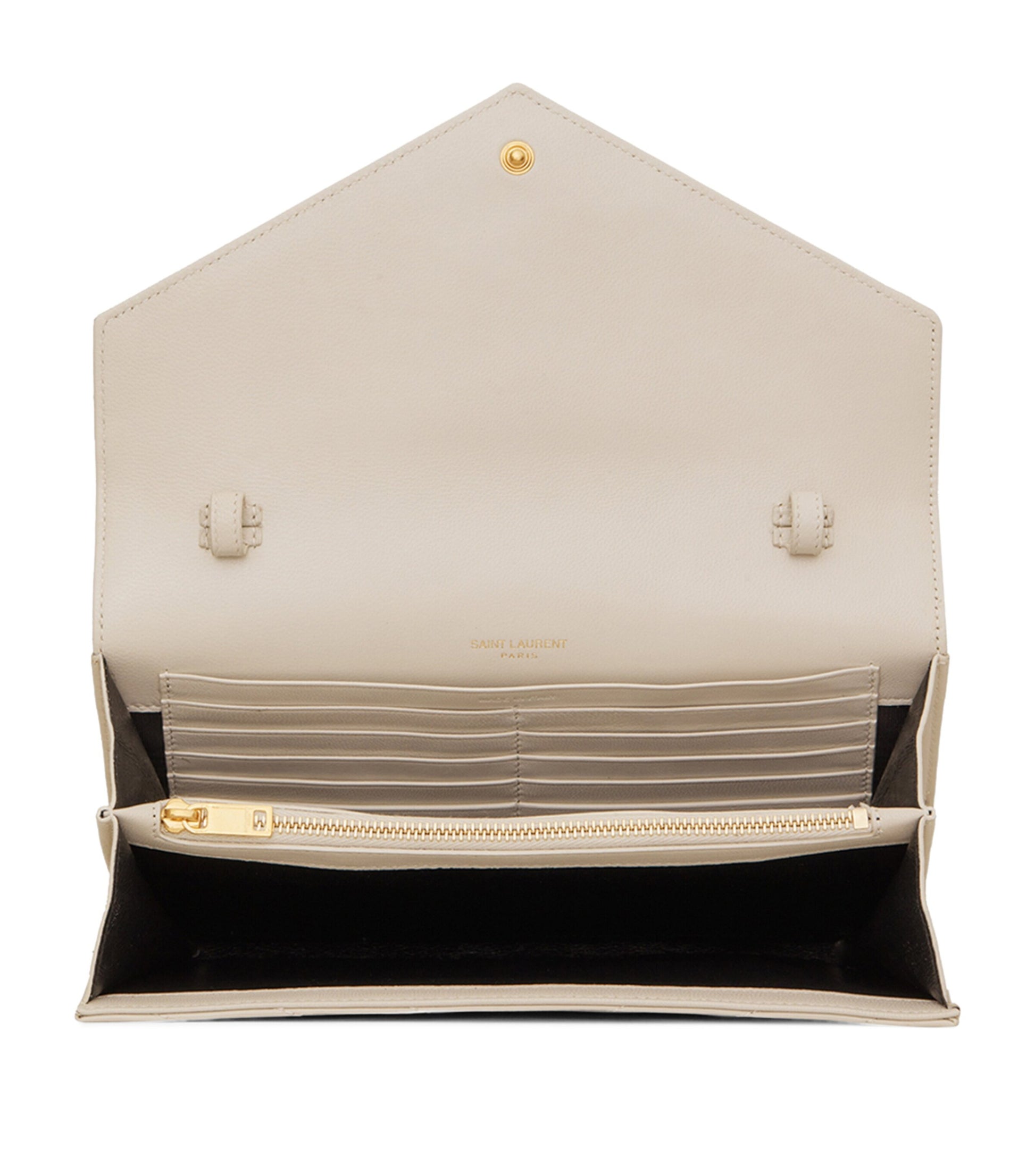 Saint Laurent White Monogram Matelassé Envelope Wallet Bag