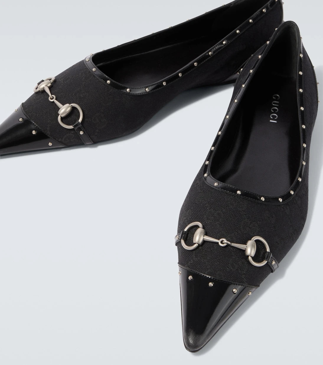 Gucci - Horsebit GG Canvas studded flats