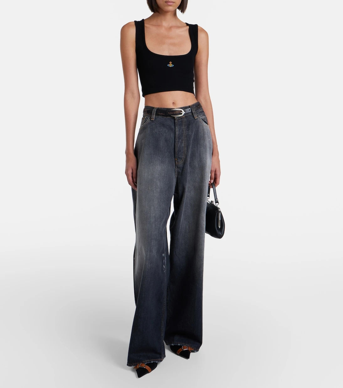 Vivienne Westwood - Orb ribbed-knit jersey crop top