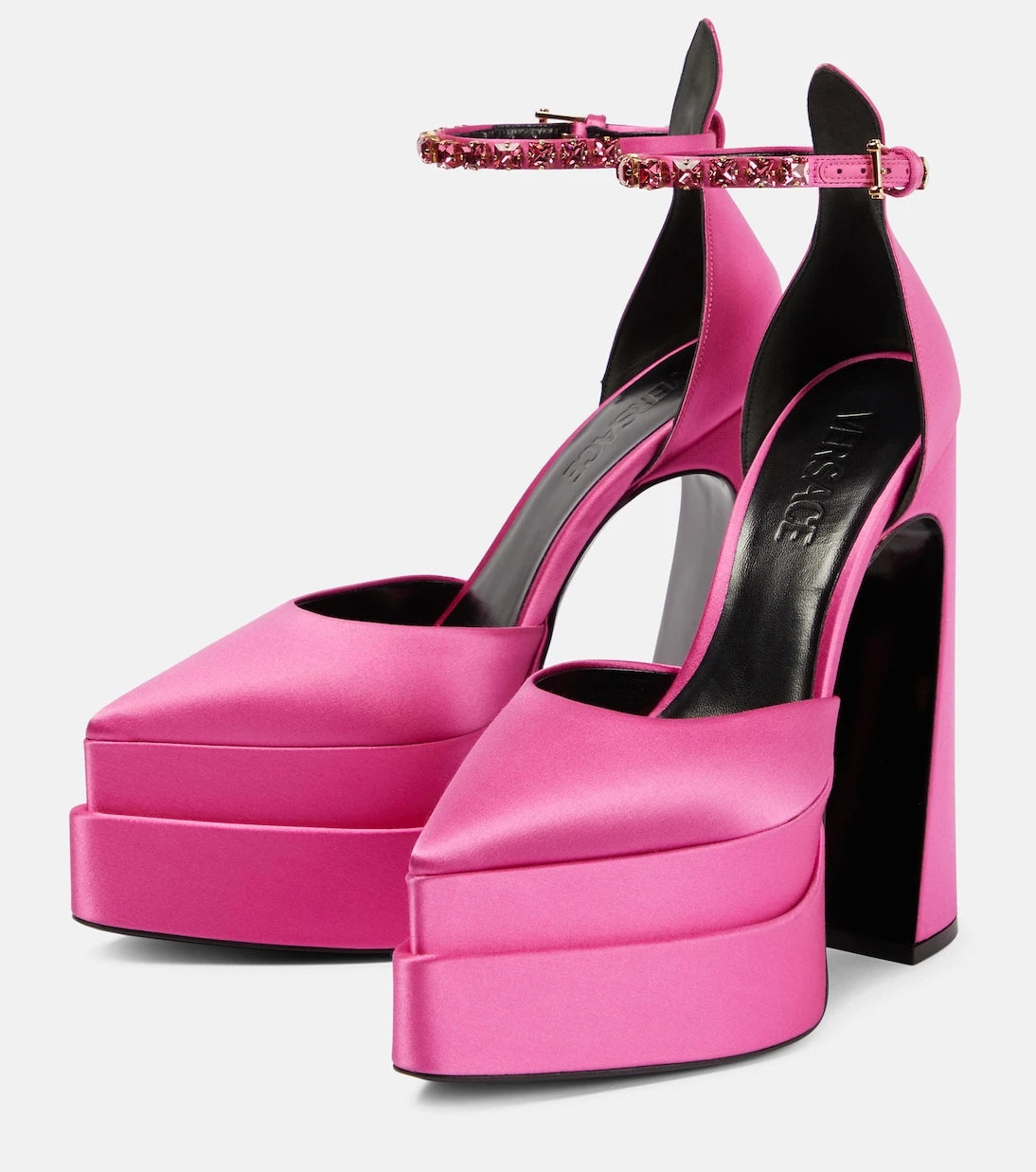 Versace - Aevitas Pointy satin platform pumps