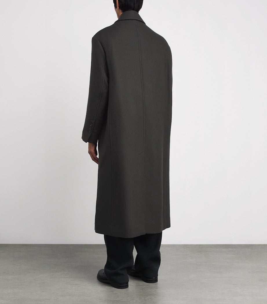 Black Boiled Wool Overcoat