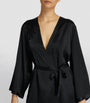 Black Silk Lace-Trim Robe