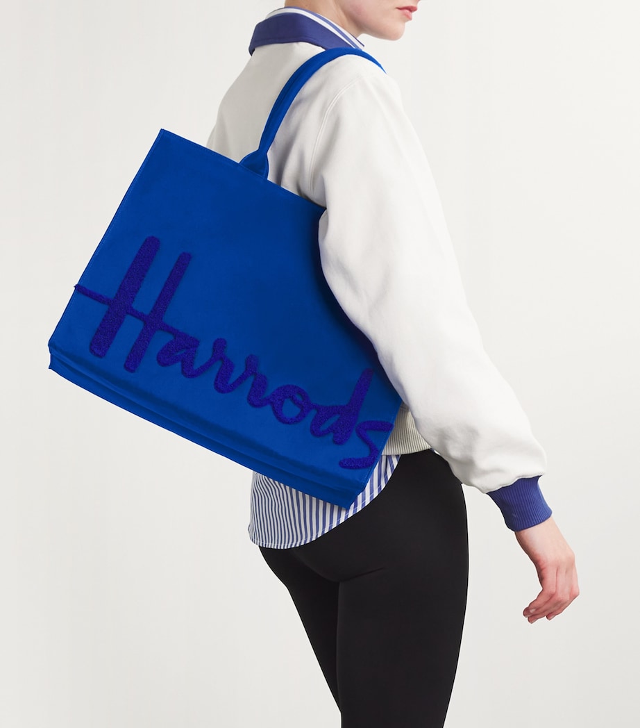 Blue Large Cotton Logo Tote Bag