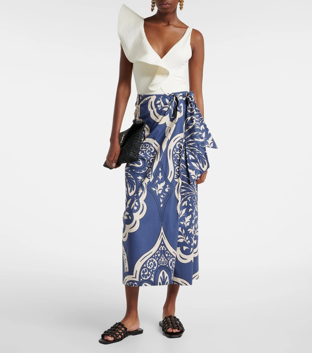 Johanna Ortiz - Printed cotton poplin wrap skirt