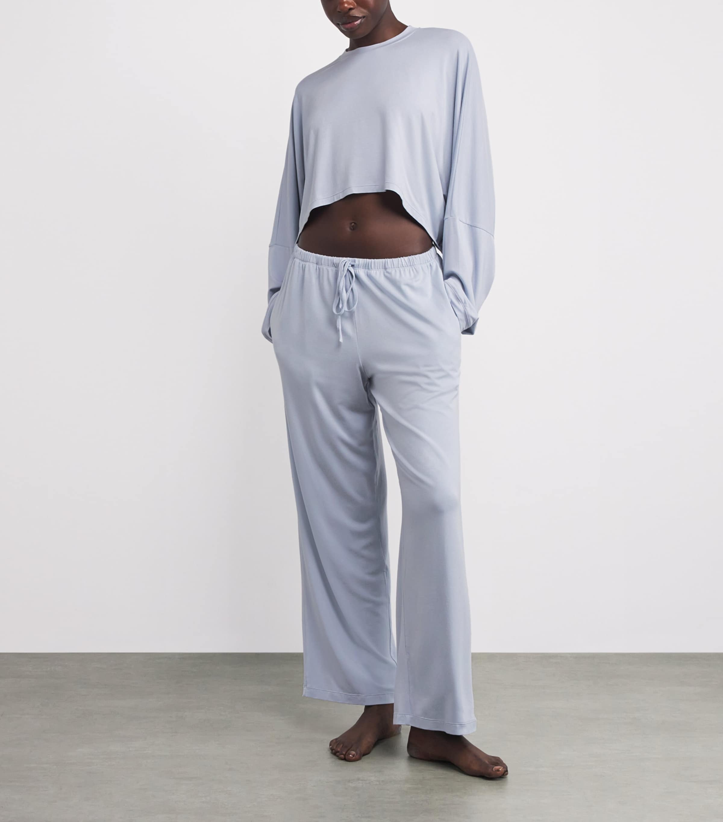 Blue Modal-Blend Henley Pyjama Set