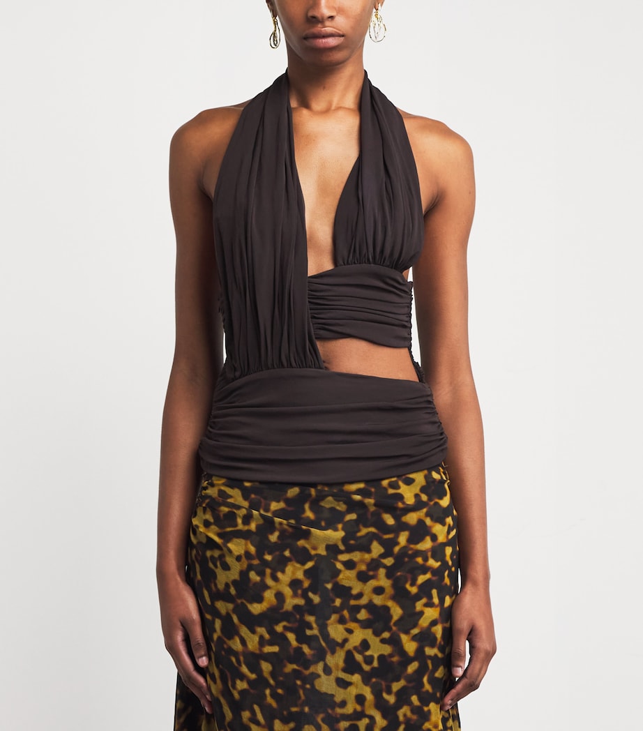 Christopher Esber Brown Jersey Draped Cummerbund Top