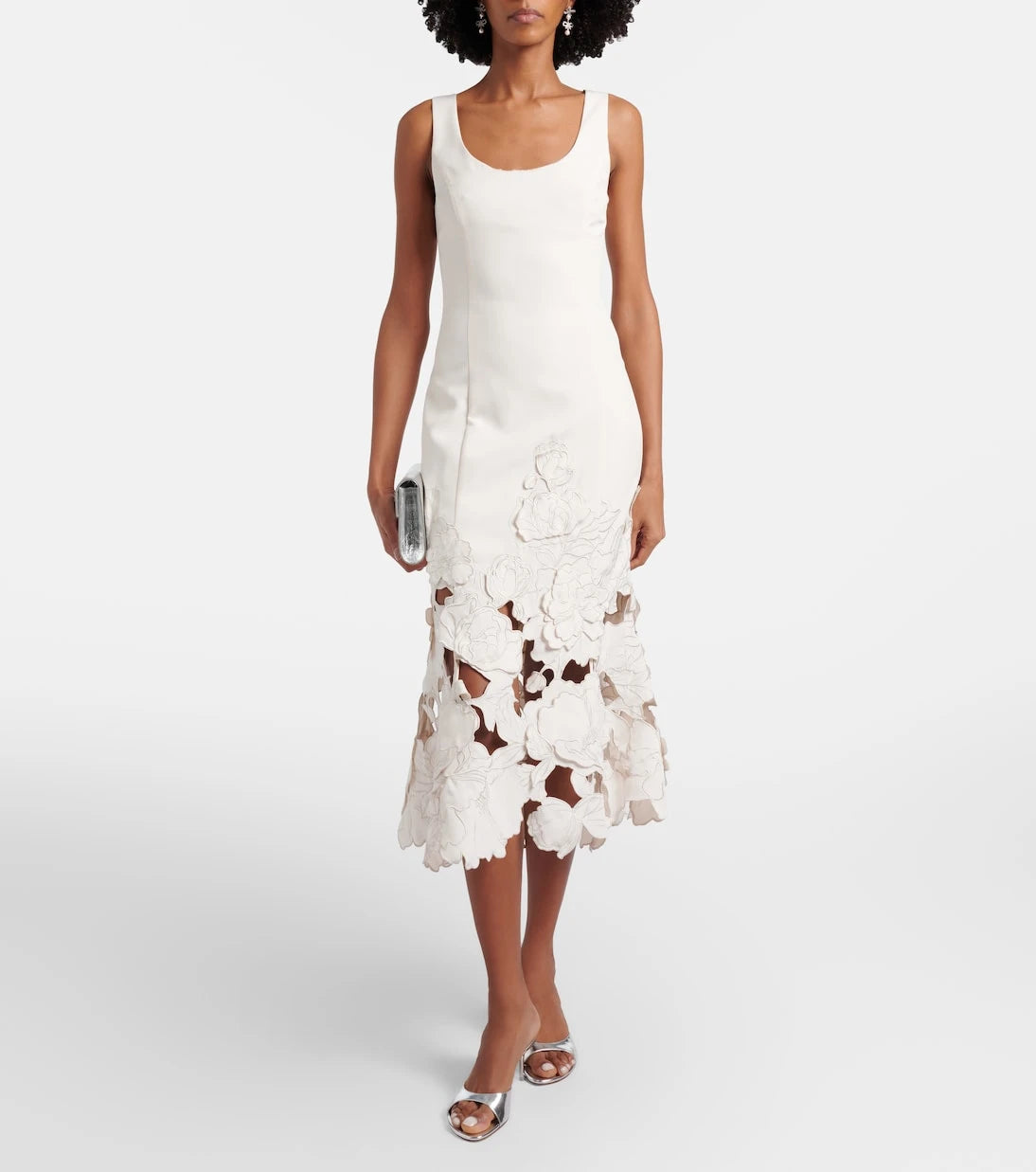 Leo Lin - Floral-appliqué midi dress