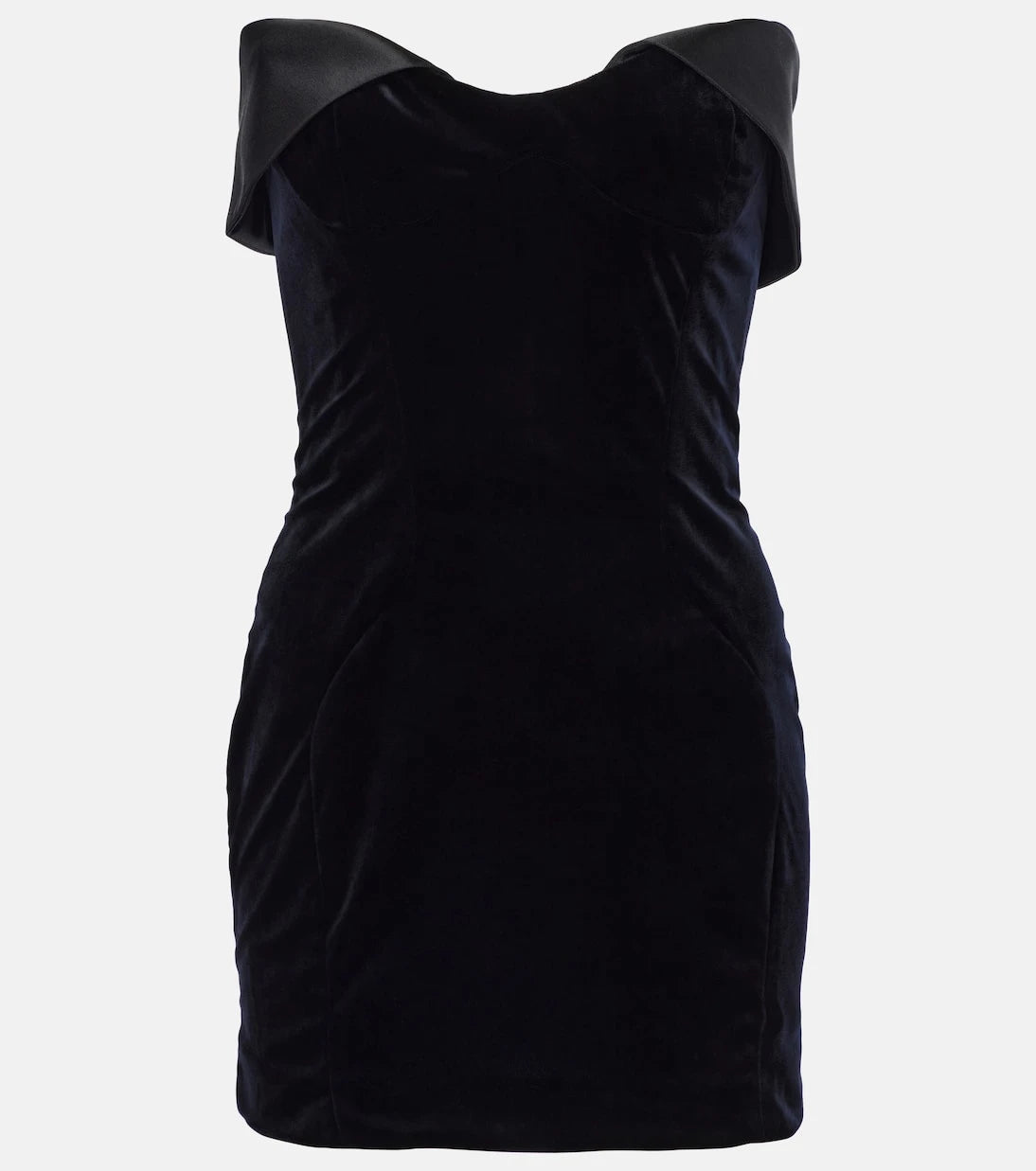 Mugler - Satin-trimmed velvet minidress