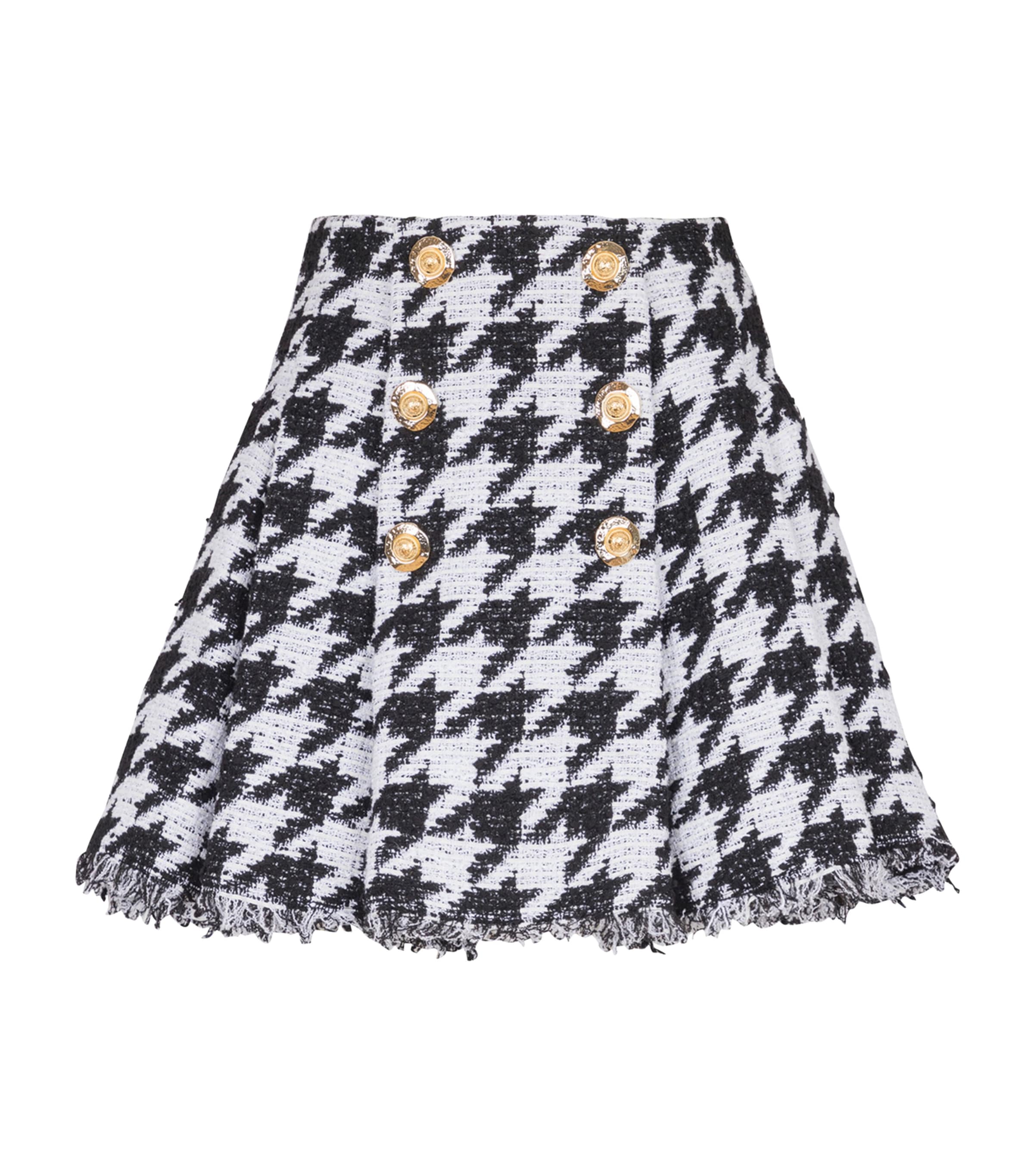 Black Tweed Pleated Mini Skirt
