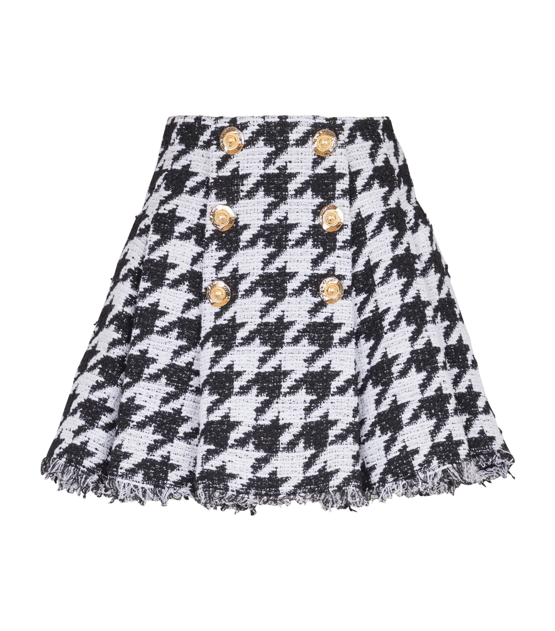 Black Tweed Pleated Mini Skirt