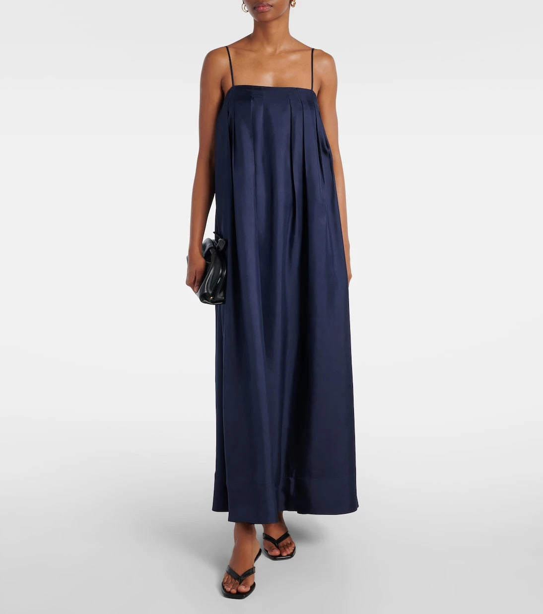 Asceno - Heather pleated silk twill maxi dress
