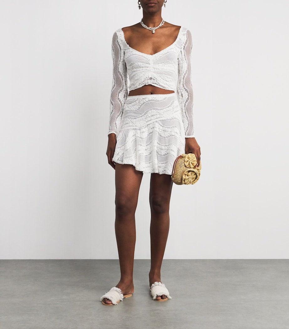Charo Ruiz Ibiza White Knitted Briny Crop Top