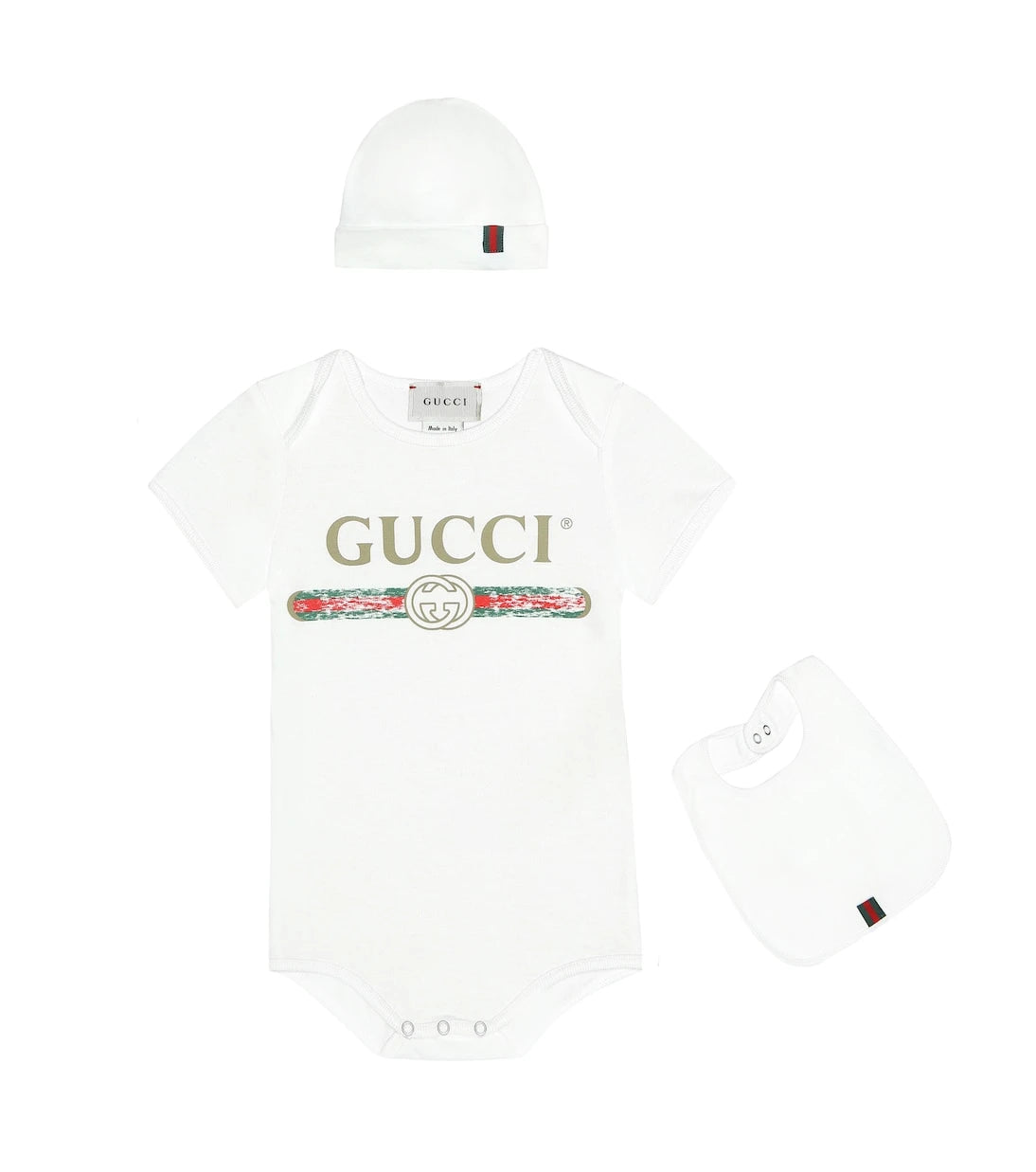 Gucci Kids - Cotton bodysuit, bib and hat set