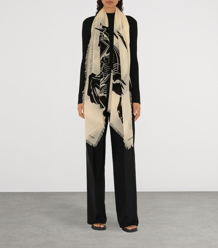 Beige Wool Wide EKD Scarf