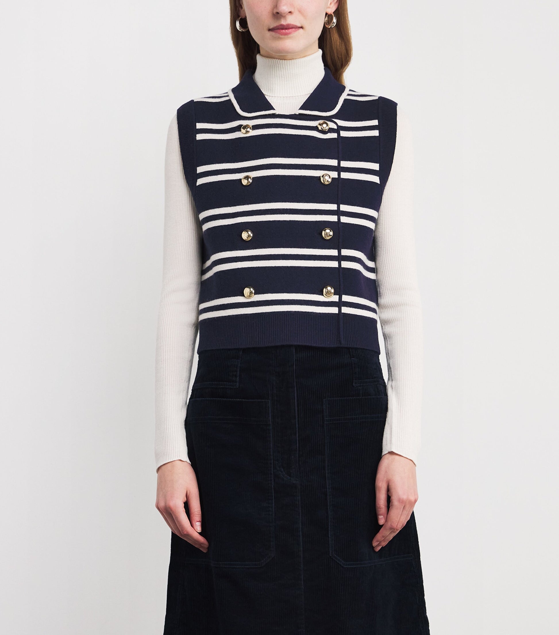 Claudie Pierlot Multi Stripe Sleeveless Cardigan