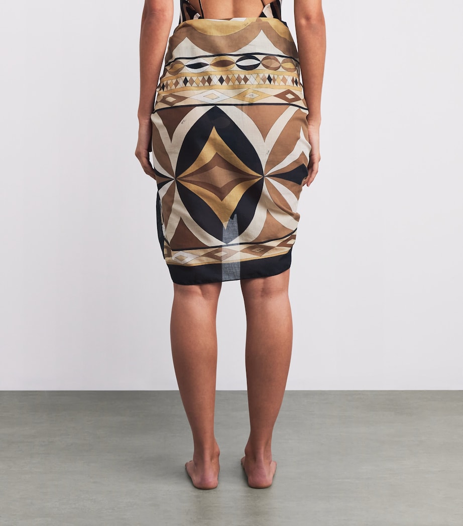 Brown Cotton Collane Print Sarong