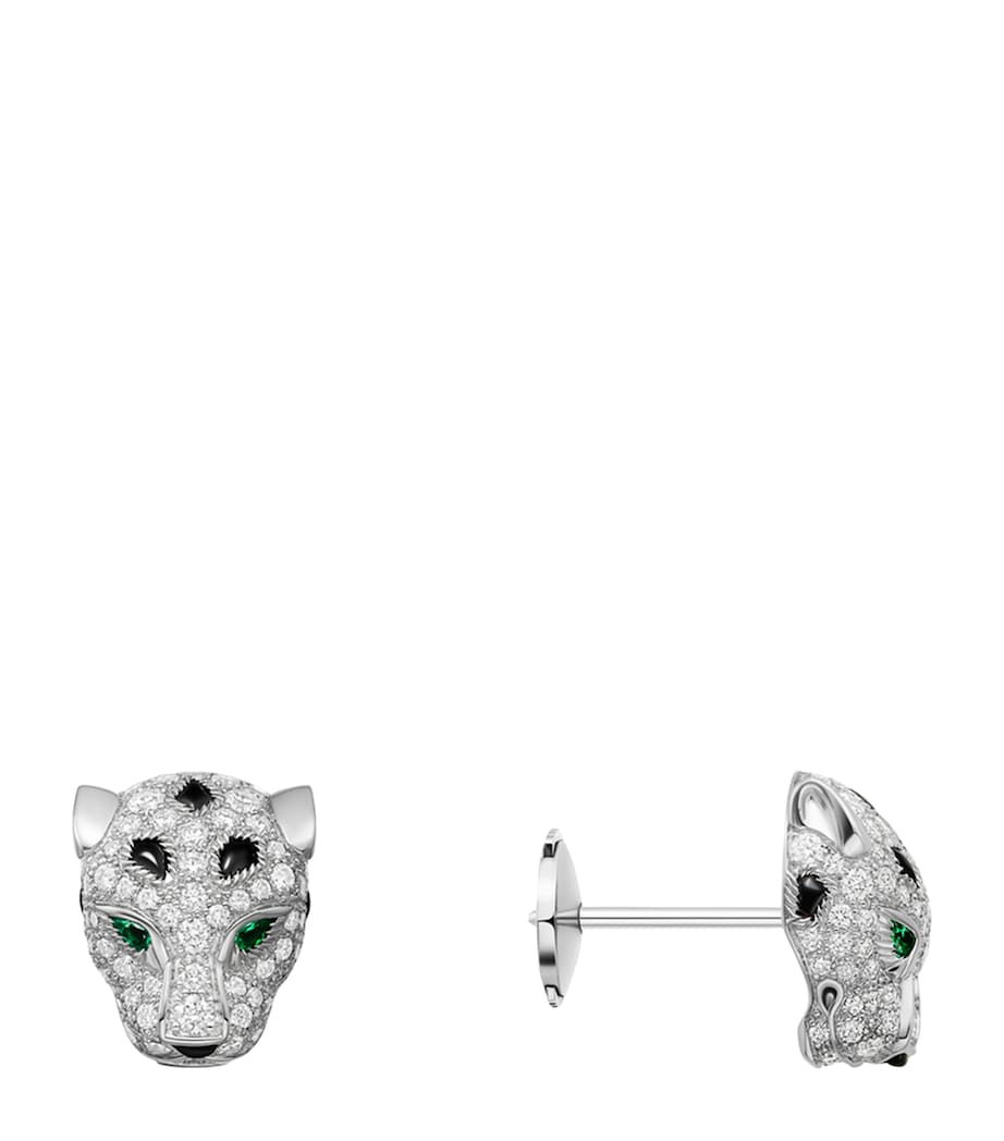 White Gold, Diamond, Emerald and Onyx Panthère de Cartier Earrings