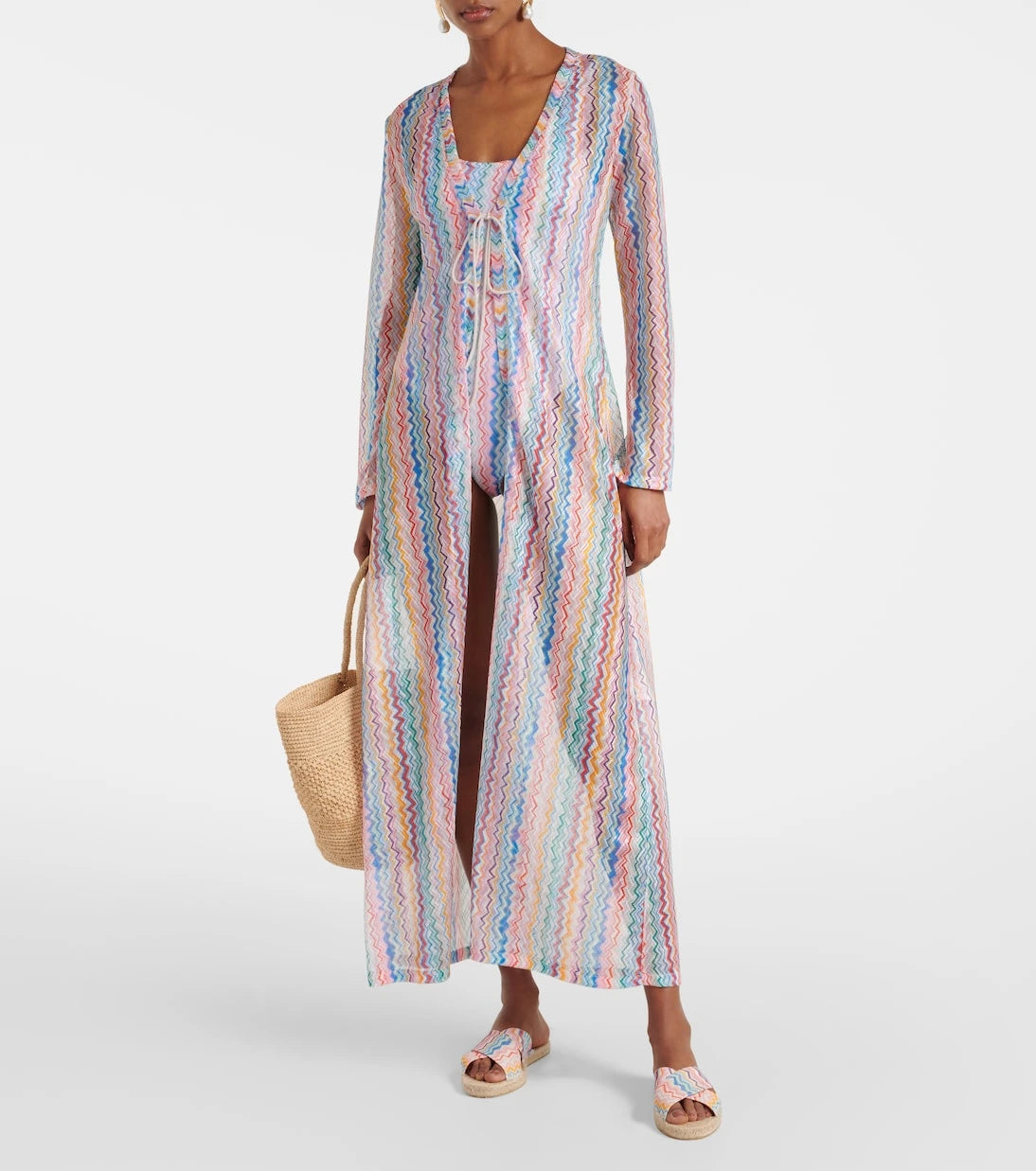 Missoni - Zigzag transparan plaj elbisesi